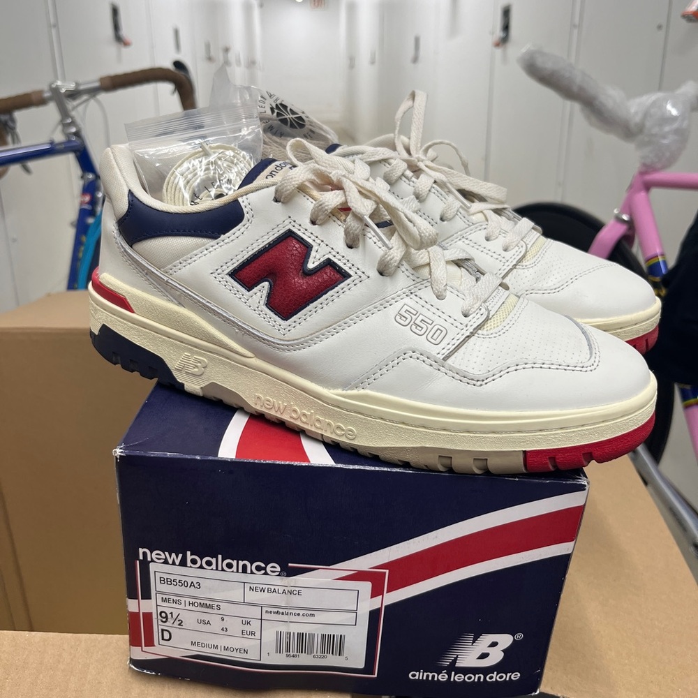 New Balance 550 Cream and Red Sneakers AIME LEON DORE